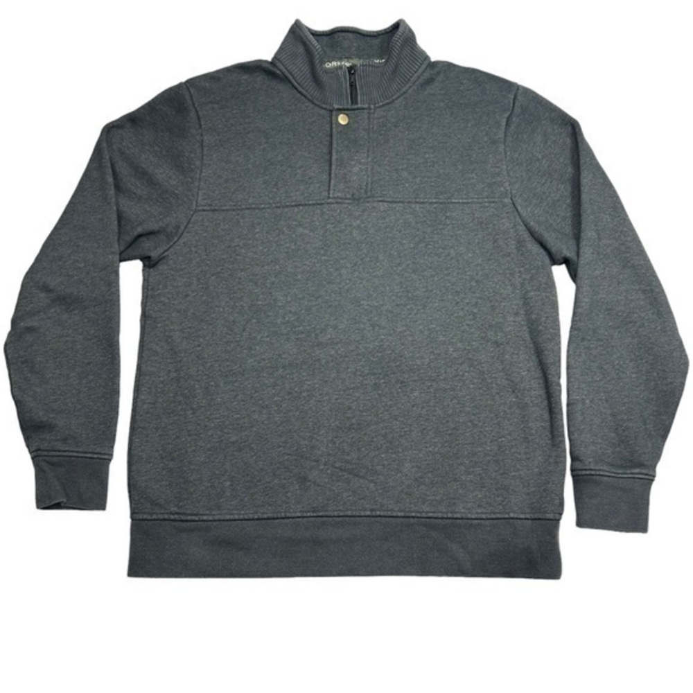 Orvis Mens Signature Pullover Sweater 1/4 Zip Gray Fleeced Line Long Sleeve M